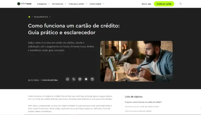 Como solicitar o cartão InfinitePay
